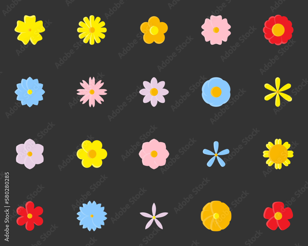 set of flower icons, spring, natural, floral set of flower icons, spring, natural, floral