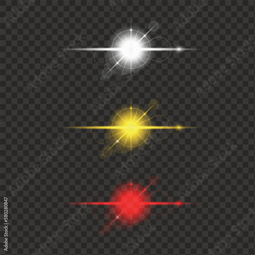 abstract star lights glow flares on transparent background