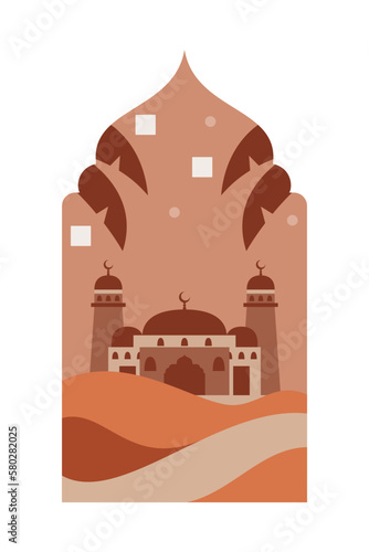 Islamic oriental style Islamic windows and arches with modern boho design