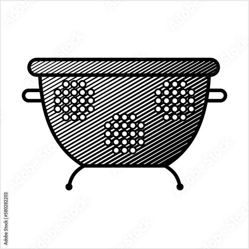 Colander Icon, Kitchen Cullender Utensil Icon