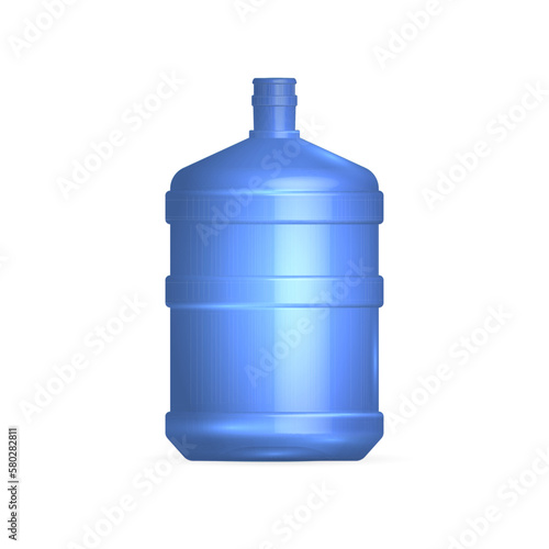 Water storage bottle, front view. 3D vector illustration.