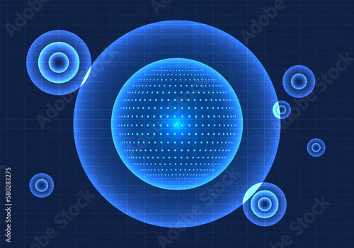 Technology circle is placed in the middle and side areas. Represents a central technology that extends to every corner of the world. To create new technologies that make a business grow  make trading