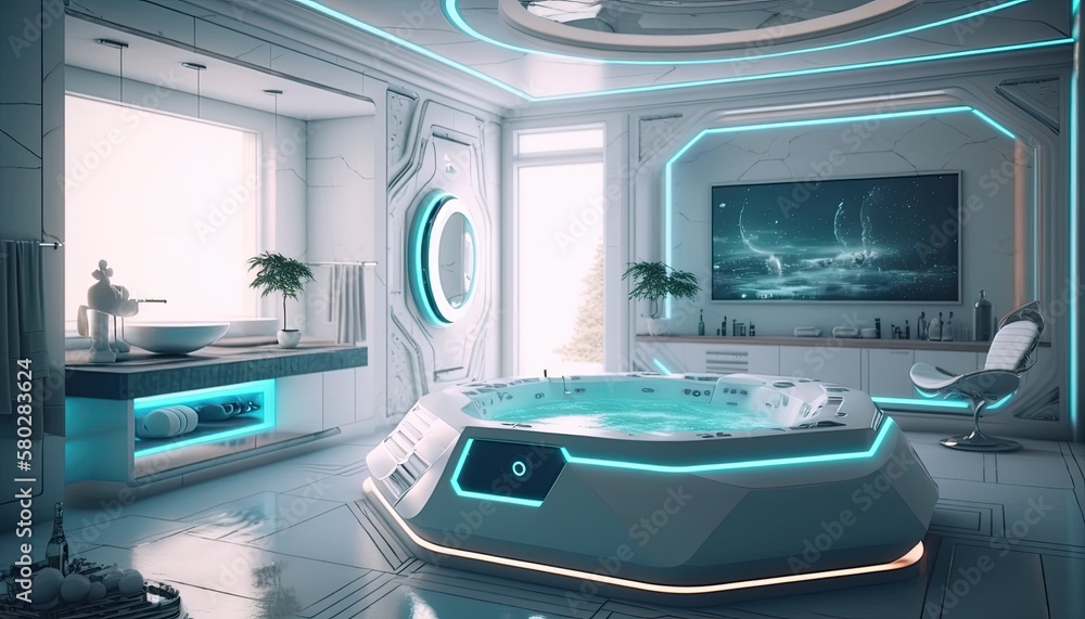 Futuristic jacuzzi at the modern home to make difficult weekdays easier Futuristic jacuzzi at the modern home to make difficult weekdays easier
