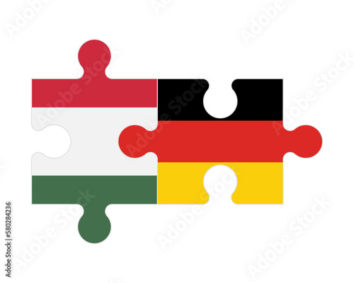 Puzzle of flags of Hungary and Germany, vector
