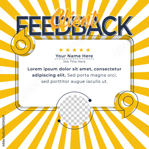 Client or customer service review testimonial social media post. Customer or client service feedback review post design template
