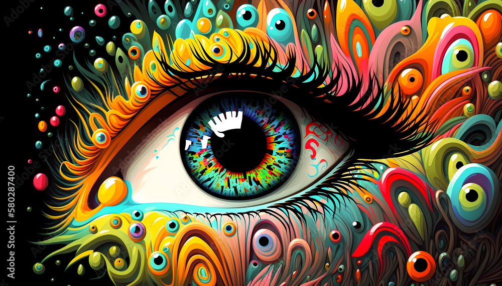 beautiful digital illustration of a colorful surreal human eye, created with generative ai beautiful digital illustration of a colorful surreal human eye, created with generative ai