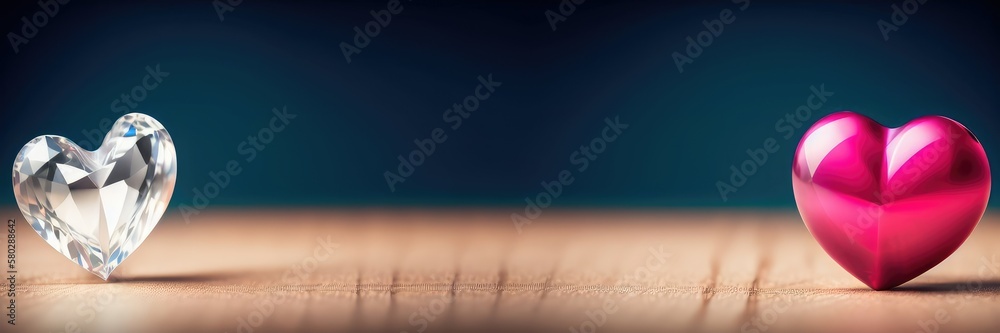 Valentine's day themed background with empty wooden table for product display, copy space, hearts in the background, Generative AI Valentine's day themed background with empty wooden table for product display, copy space, hearts in the background, Generative AI