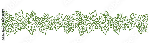 Humulus, hop floral ornament. Thick line pattern background. Editable outline stroke. Vector line.
