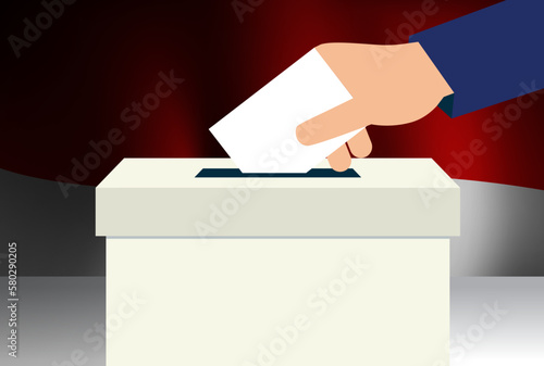 vote paper put in election box illustration. concept for election votes with flag background