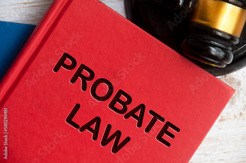 Probate law book with gavel on white background. Probate law concept and copy space. photo