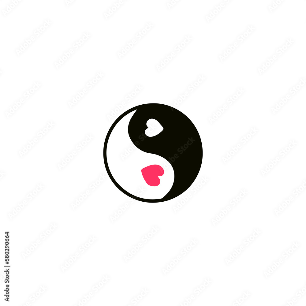 yin yang symbol vector with heart concept yin yang symbol vector with heart concept