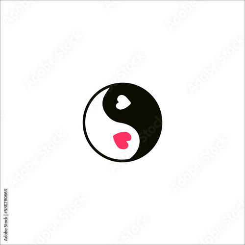 yin yang symbol vector with heart concept