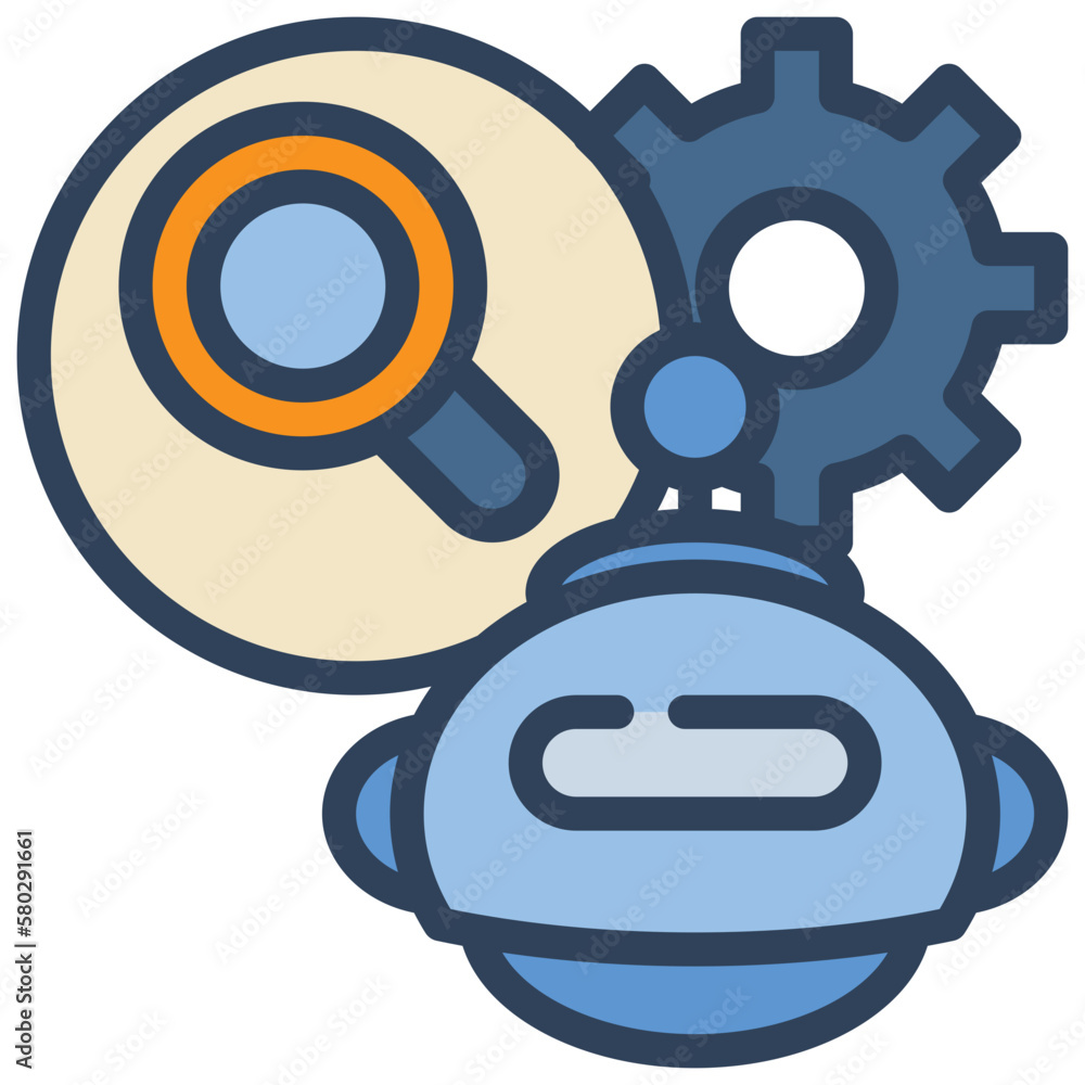 ai robot search setting cog gear icon filled outline ai robot search setting cog gear icon filled outline