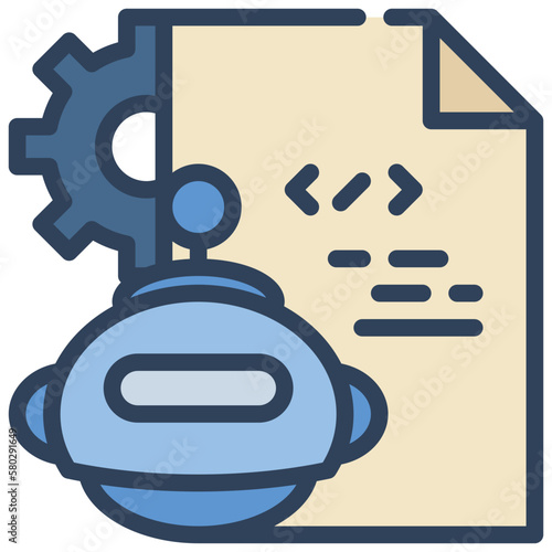 ai robot document sheet coding setting gear icon filled outline