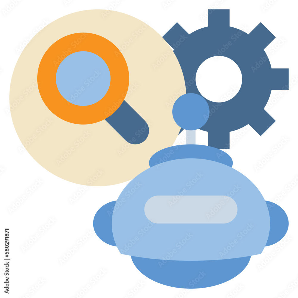 ai robot search setting cog gear icon flat style ai robot search setting cog gear icon flat style