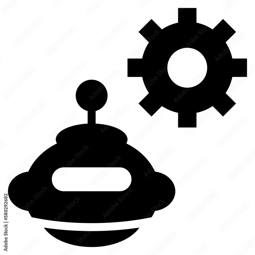 Obraz premium ai robot cog gear wheel setting icon solid glyph