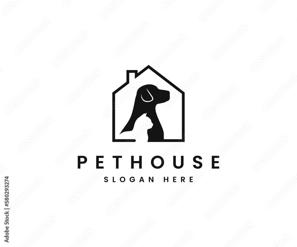 Dog, cat house icon design. Animal home icon vector. Pet house logo design template Dog, cat house icon design. Animal home icon vector. Pet house logo design template