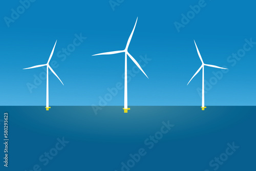 wind farm on sea or ocean - renewable energy, ecology, green transformation