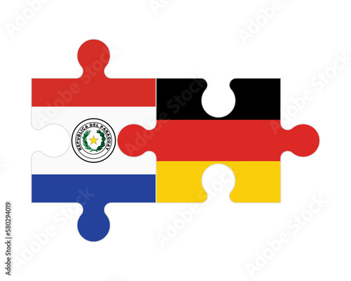 Puzzle of flags of Paraguay and Germany, vector