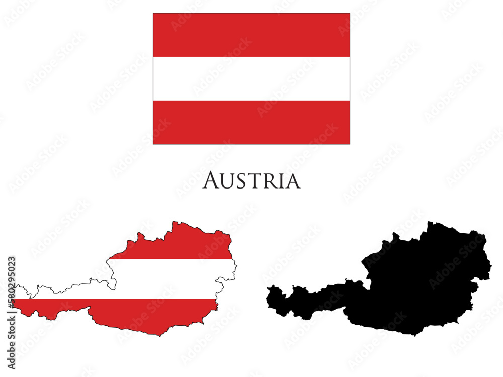 Fototapeta premium austria Flag and map illustration vector 