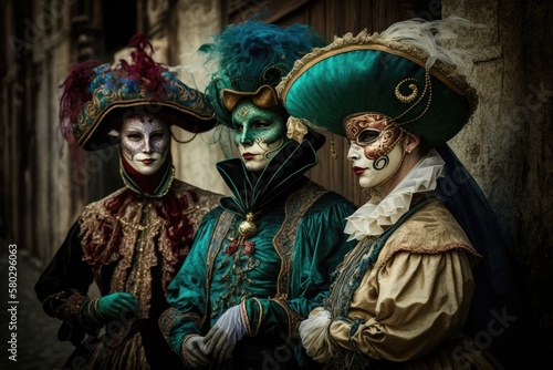 Mardi Gras Italy's Carnival Venice. Generative AI © AkuAku