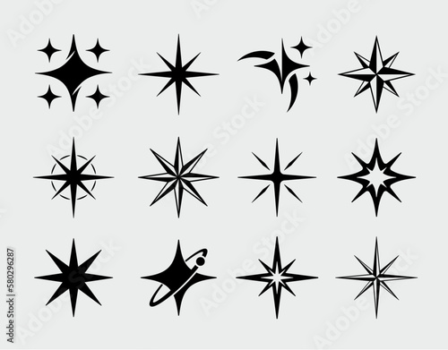 Star Sparkle Symbol Vector Icons Set