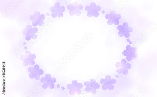 Wallpaper Mural 花柄の楕円フレーム・ラベンダー色-ふんわり水彩画テクスチャ イラスト素材 色違い・差分有 Torontodigital.ca