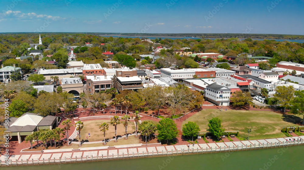 Charleston skyline from drone, South Carolina