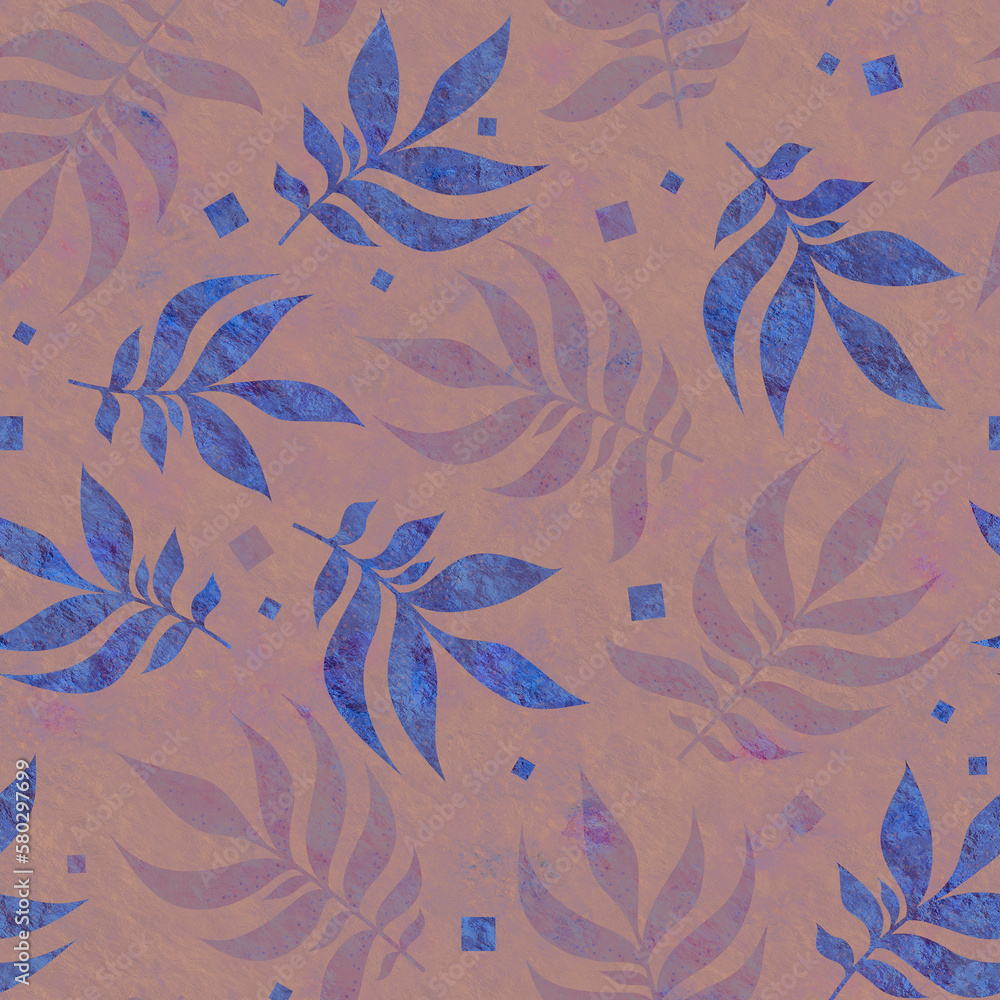 Grunge seamless background with leaves. Seamless pattern for packaging design, wrapping, printing on fabric and paper. Grunge seamless background with leaves. Seamless pattern for packaging design, wrapping, printing on fabric and paper.