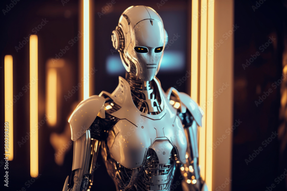 Humanoid robot futuristic modern tech chatbot assistance. generative ai Humanoid robot futuristic modern tech chatbot assistance. generative ai