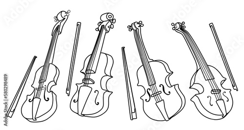 set of violin doodle musical instrument.