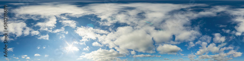 Photography Blue sky panorama with puffy Cumulus clouds