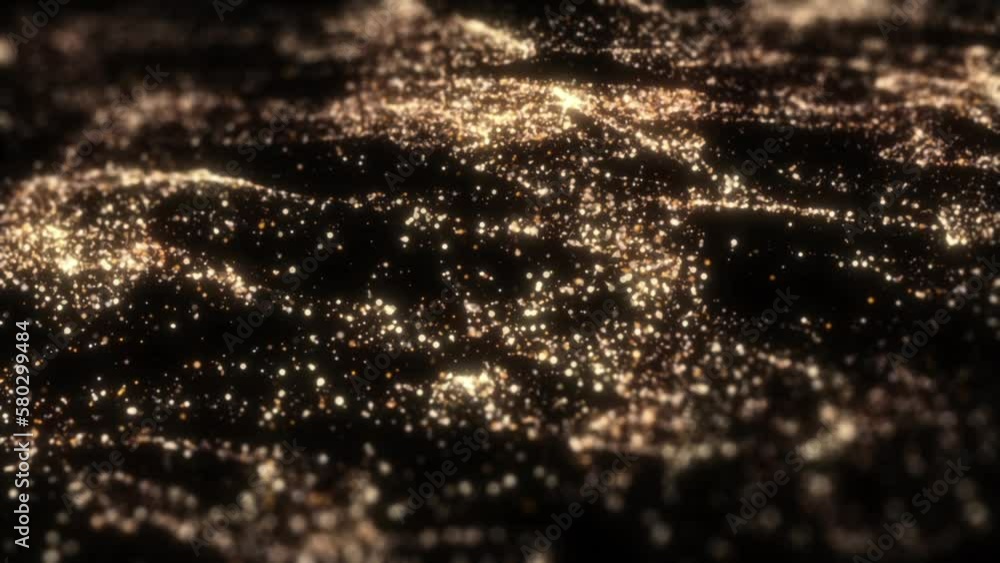Thousands of small gold particles slowly move in a single mass, forming an elegant bokeh. Thousands of small gold particles slowly move in a single mass, forming an elegant bokeh.