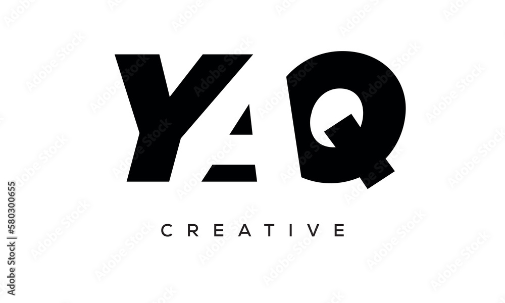 YAQ letters negative space logo design. creative typography monogram vector