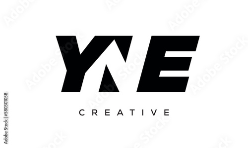 YNE letters negative space logo design. creative typography monogram vector