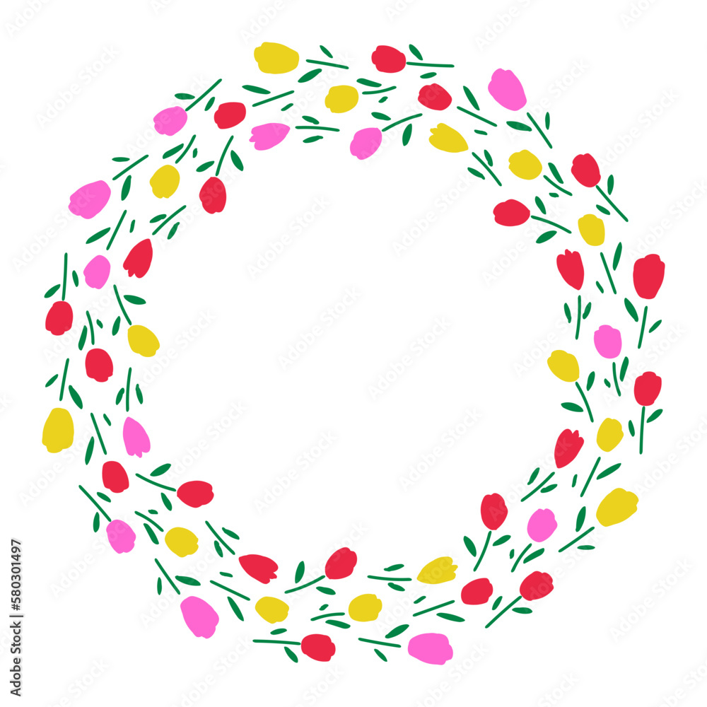 チューリップの円形フレーム