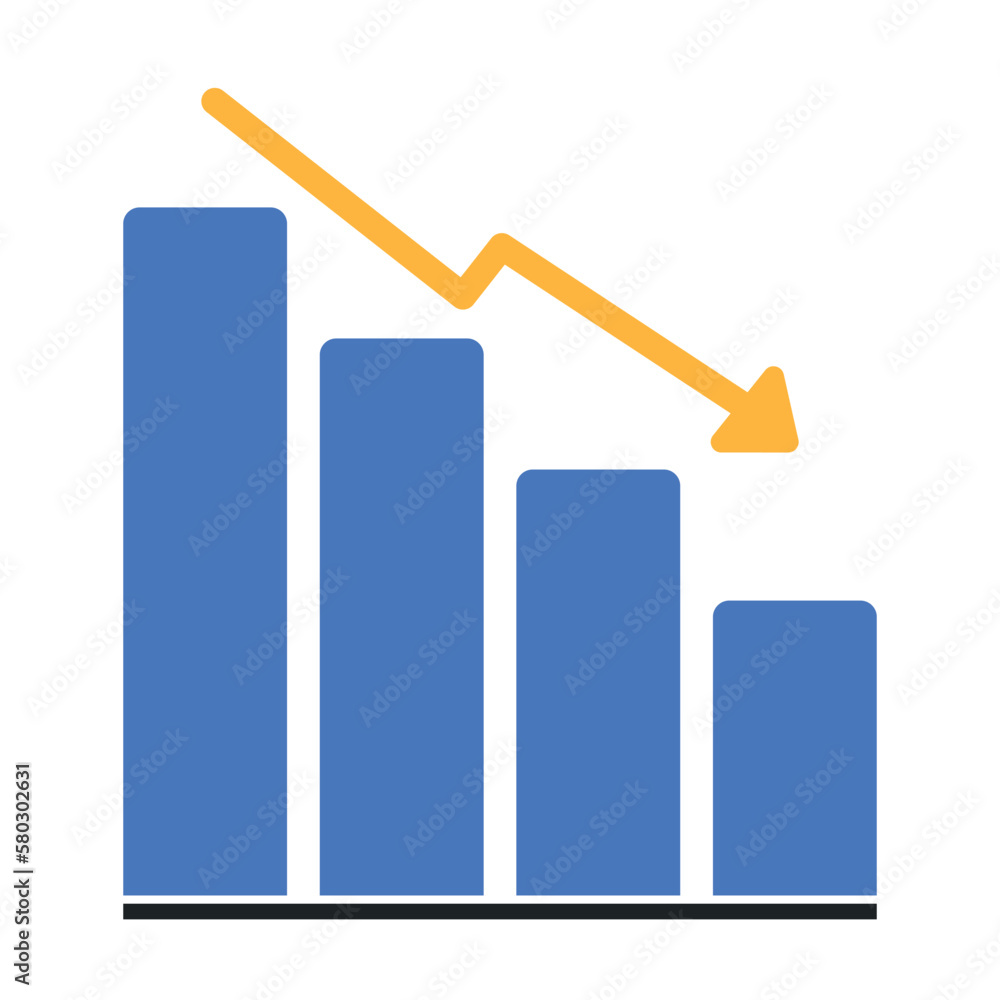 Down graph icon vector illustration for info data statistic and business finance Down graph icon vector illustration for info data statistic and business finance