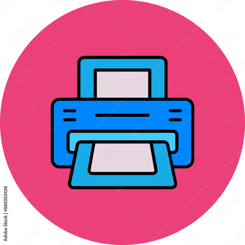 Printer Multicolor Circle Filled Line Icon Printer Multicolor Circle Filled Line Icon