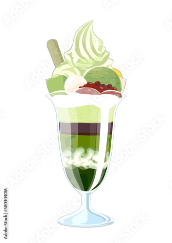 抹茶パフェのイラスト