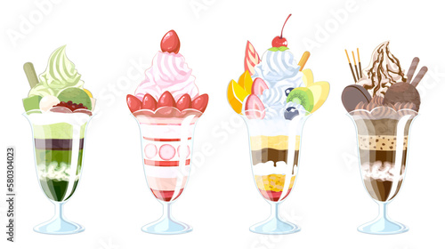 パフェのセットイラスト