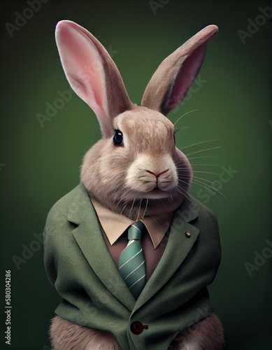 Elegant rabbit in suit  generative ai