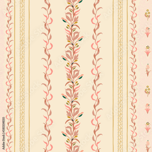 boho stripes floral pattern on light pastel background