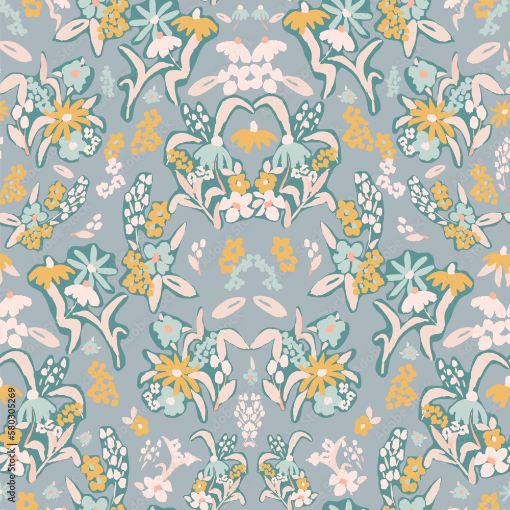 Obraz premium Beautiful floral motif. flowers intertwined in a seamless pattern on a gentle background