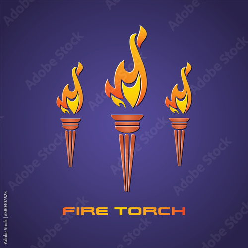 Vector gradient sport flame fire torch illustration