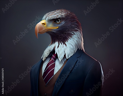 Eagle in suit, generative ai