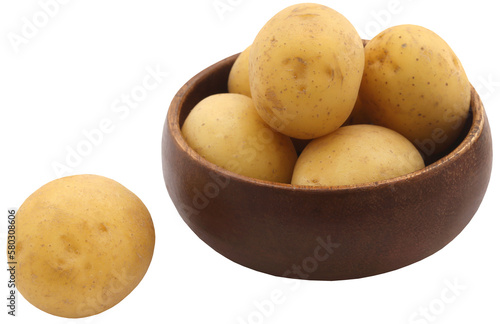 Fresh whole potatoes in a basket