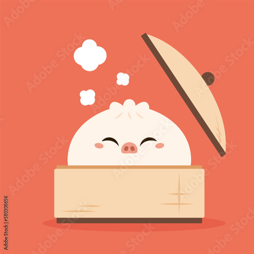Chinese dumplings character design. Chinese dumplings is Chinese food. Bao cartoon.