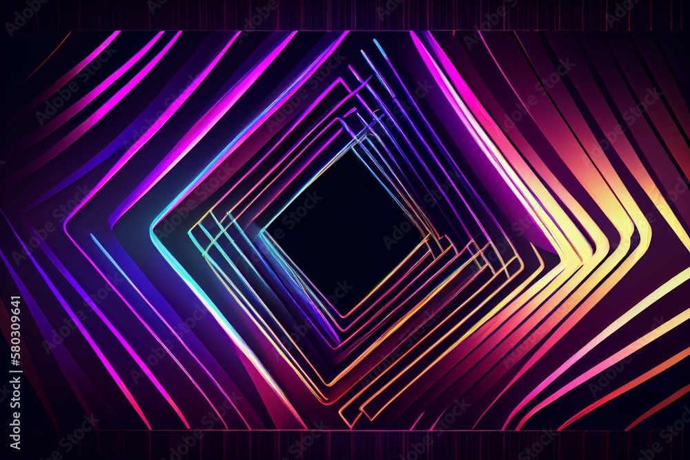 Fototapeta premium neon lines, glow lines, watercolor style Generative AI