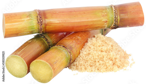 Piece of sugarcane with sugar