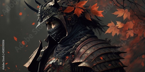 Samurai warrior background, generative ai